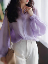 Mesh Panel Button Front Blouse